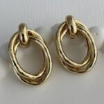 Özel Seri İkili Oval Tasarım Gold Halka Küpe