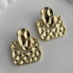 Özel Seri Soyut Tasarım Kare Gold Küpe