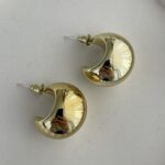 Özel Seri Metalik Gold Top Damla Küpe