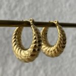 Çelik Burgu Desen Gold Halka Küpe
