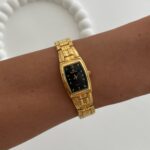 Çelik Siyah Kadran Vintage Gold Saat