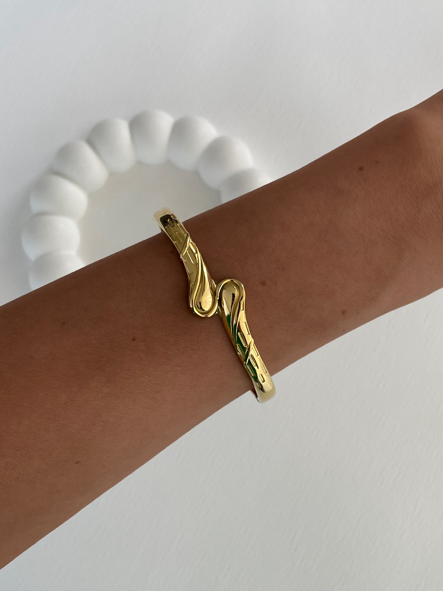 img_2170 Çelik Geometrik Desen Gold Kelepçe Bileklik