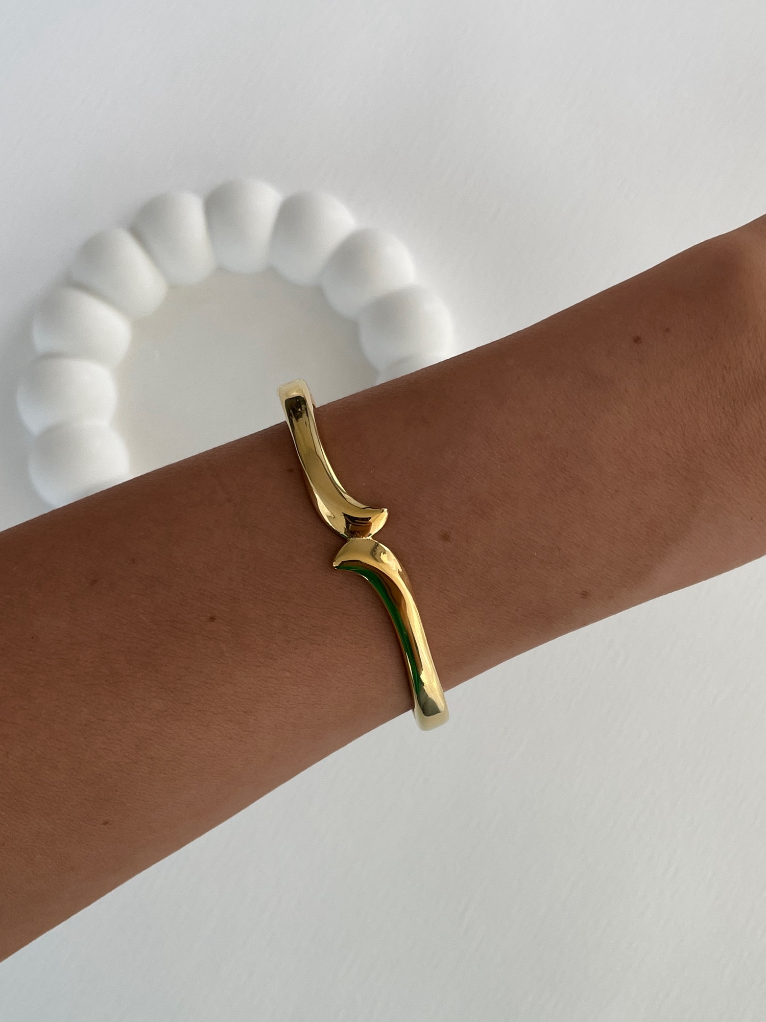 img_2231 Çelik Geometrik Desen Gold Kelepçe Bileklik