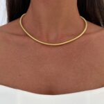 Özel Seri Tırtık Desen Gold Choker Kolye