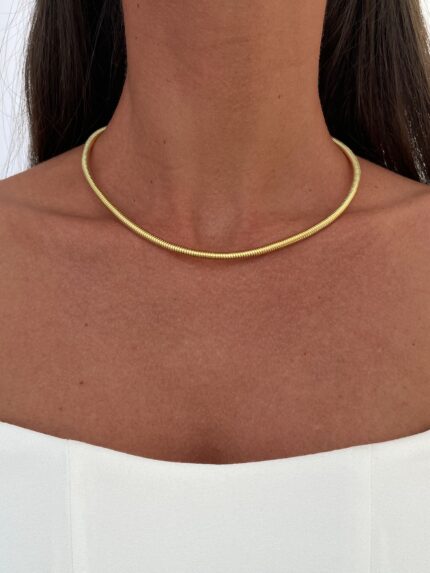 Özel Seri Tırtık Desen Gold Choker Kolye