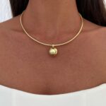 Özel Seri Top Detay Gold Choker Kolye