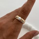 Özel Seri İnci Tane Gold Ayarlanabilir Yüzük