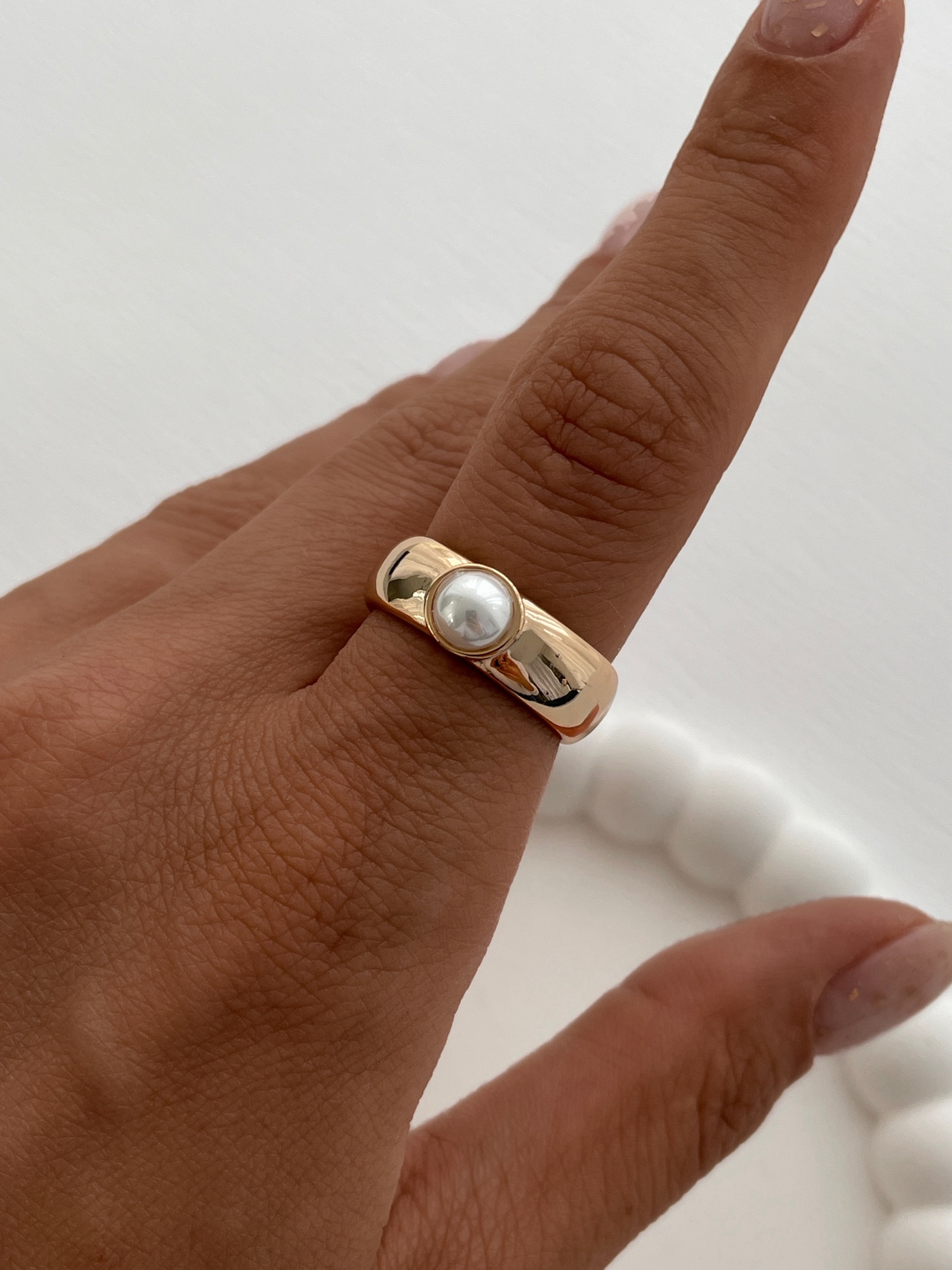 img_3764 Özel Seri İnci Tane Gold Ayarlanabilir Yüzük