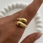 Özel Seri Damla Tasarım Gold Ayarlanabilir Yüzük