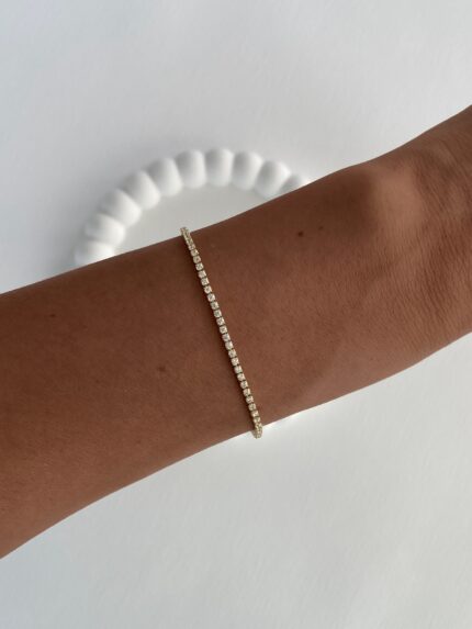 Özel Seri İnce Zirkon Taşlı Gold Bileklik