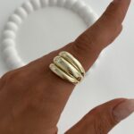 Özel Seri Üçlü Bubble Gold Ayarlanabilir Yüzük