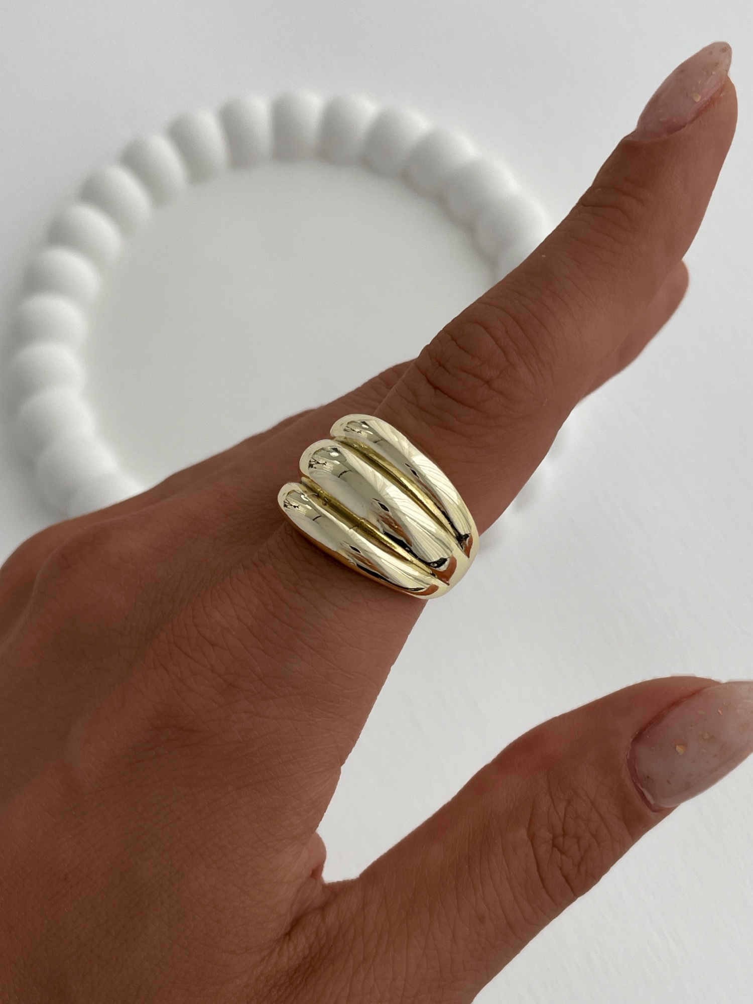 img_6577 Özel Seri Üçlü Bubble Gold Ayarlanabilir Yüzük