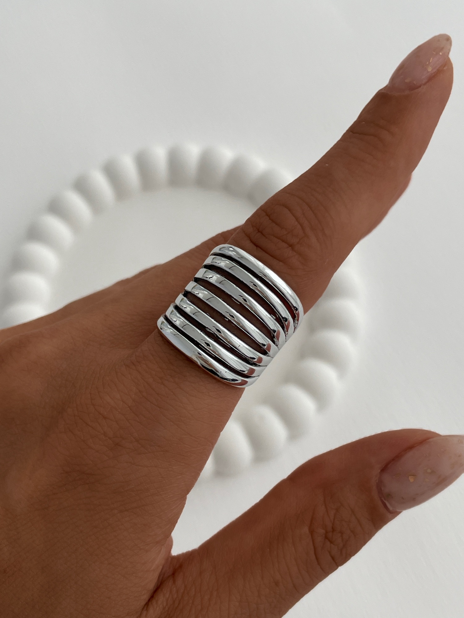 img_6632 Özel Seri Geometrik Desen Gümüş Ayarlanabilir Yüzük