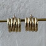 Özel Seri Geometrik Desen Dörtlü Gold Küpe