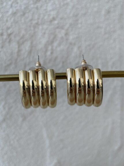 Özel Seri Geometrik Desen Dörtlü Gold Küpe