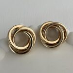Özel Seri İç İçe Üçlü Gold Halka Küpe