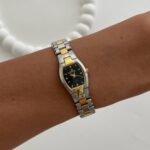 Çelik Siyah Kadran Vintage Gold & Gümüş Saat