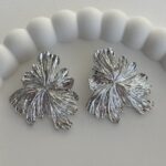 Özel Seri Yaprak Desen Vintage Gümüş Küpe