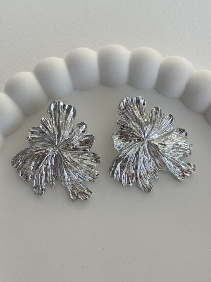 Özel Seri Yaprak Desen Vintage Gümüş Küpe