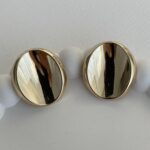 Özel Seri Oval Yassı Tasarım Gold Küpe