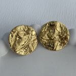 Çelik Yuvarlak Soyut Tasarım Gold Küpe