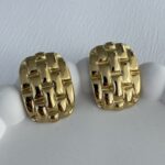 Çelik Örgü Tasarım Gold Küpe