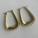 Çelik Geometrik Desen Gold Küpe