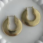 Özel Seri Tırtık Desen Büyük Gold Halka Küpe