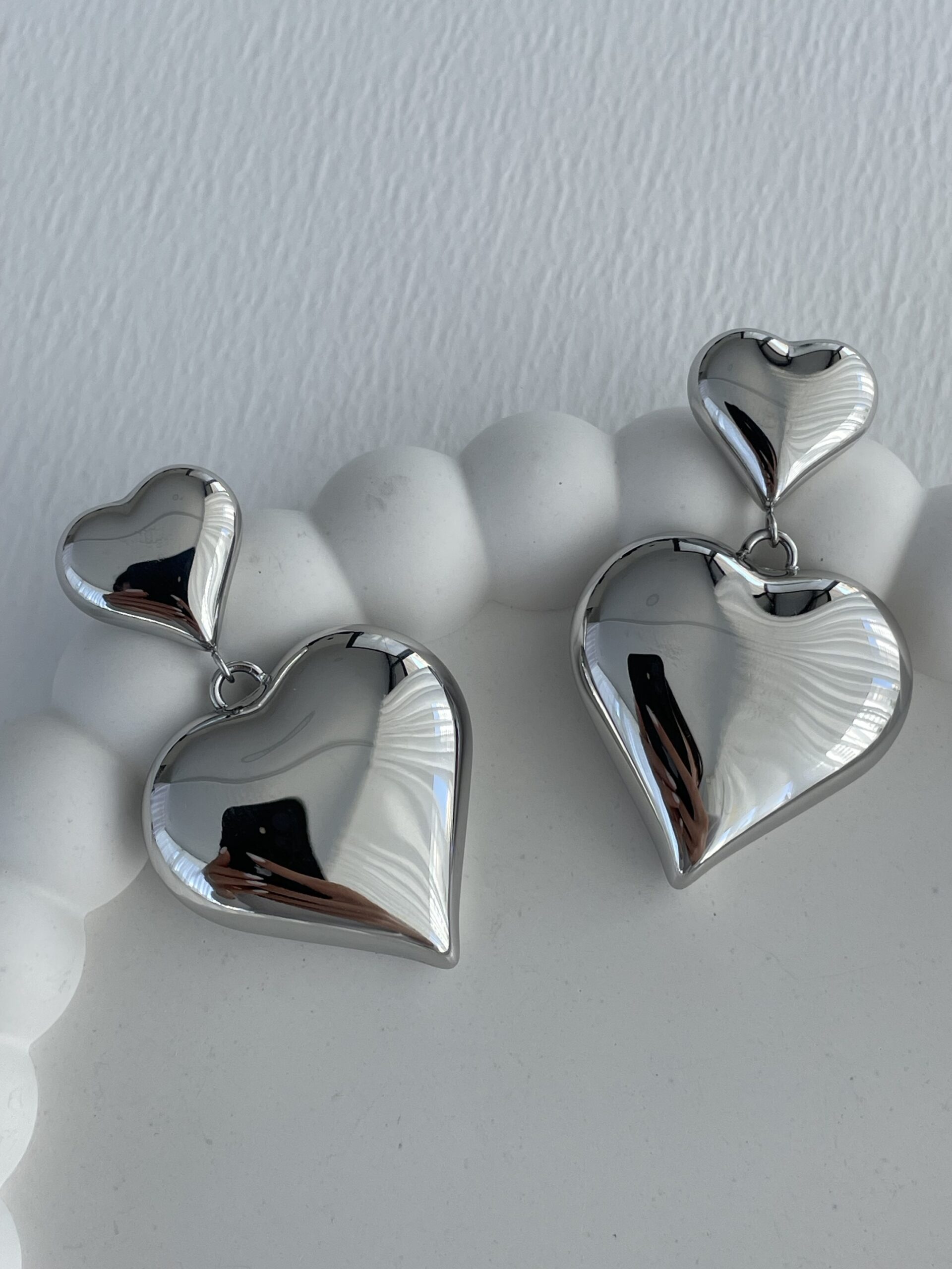 img_9991 Özel Seri İkili Sallantılı Gümüş Kalp Küpe