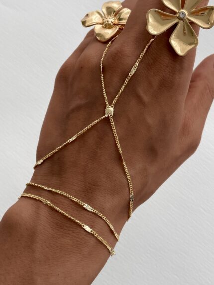 Özel Seri Şerit Detaylı Gold Zincir Şahmeran