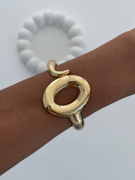 Özel Seri Oval Tasarım Gold Kelepçe Bileklik