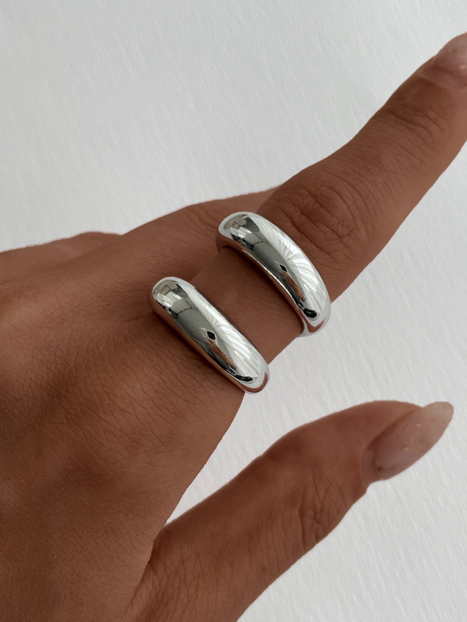 img_1108 Özel Seri İkili Kalın Boru Gümüş Ayarlanabilir Yüzük