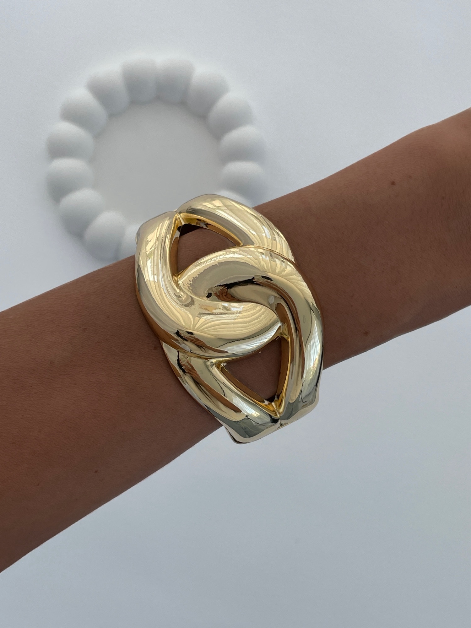 img_1251 Özel Seri İç İçe Oval Tasarım Gold Kelepçe Bileklik