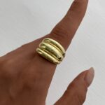 Özel Seri Üçlü Bubble Gold Ayarlanabilir Yüzük