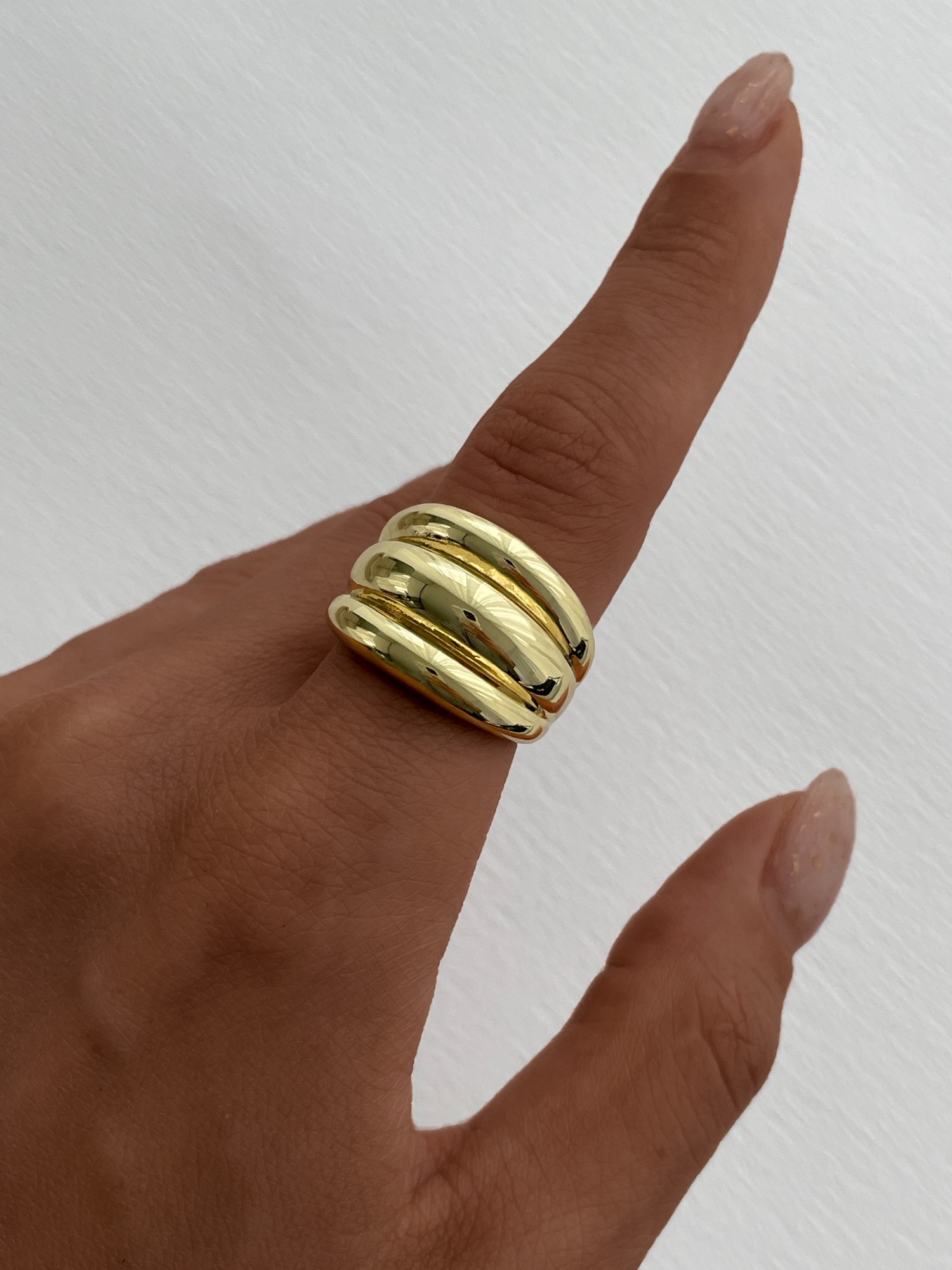 img_1720 Özel Seri Üçlü Bubble Gold Ayarlanabilir Yüzük