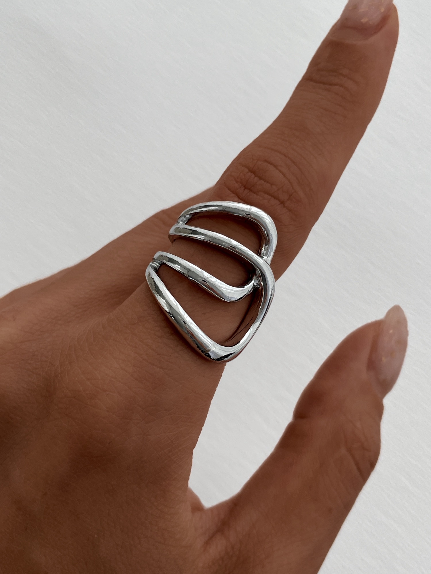 img_1795 Özel Seri Geometrik Desen Gümüş Ayarlanabilir Yüzük