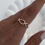 Özel Seri Zirkon Taşlı Geometrik Desen Gold Ayarlanabilir Yüzük