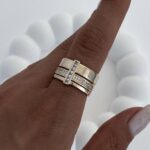 Özel Seri Zirkon Taşlı Tasarım Gold Ayarlanabilir Yüzük