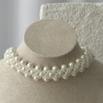 LP Özel Üretim Örgü Tasarım İnci Kolye 33+8cm