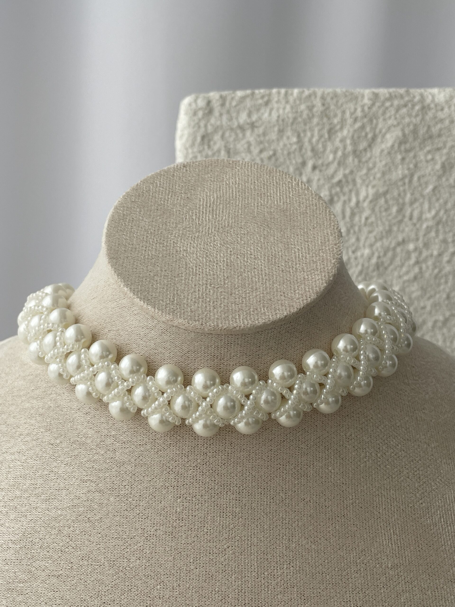 img_2536 LP Özel Üretim Örgü Tasarım İnci Kolye 33+8cm