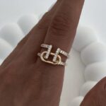 Özel Seri 9 Numara Zirkon Taşlı Gold Tasarım Yüzük