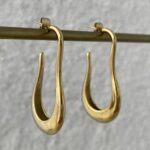Çelik Geometrik Desen Gold Küpe