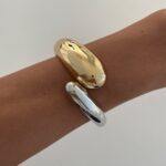 Özel Seri İnce Kalın Damla Gold & Gümüş Kelepçe Bileklik