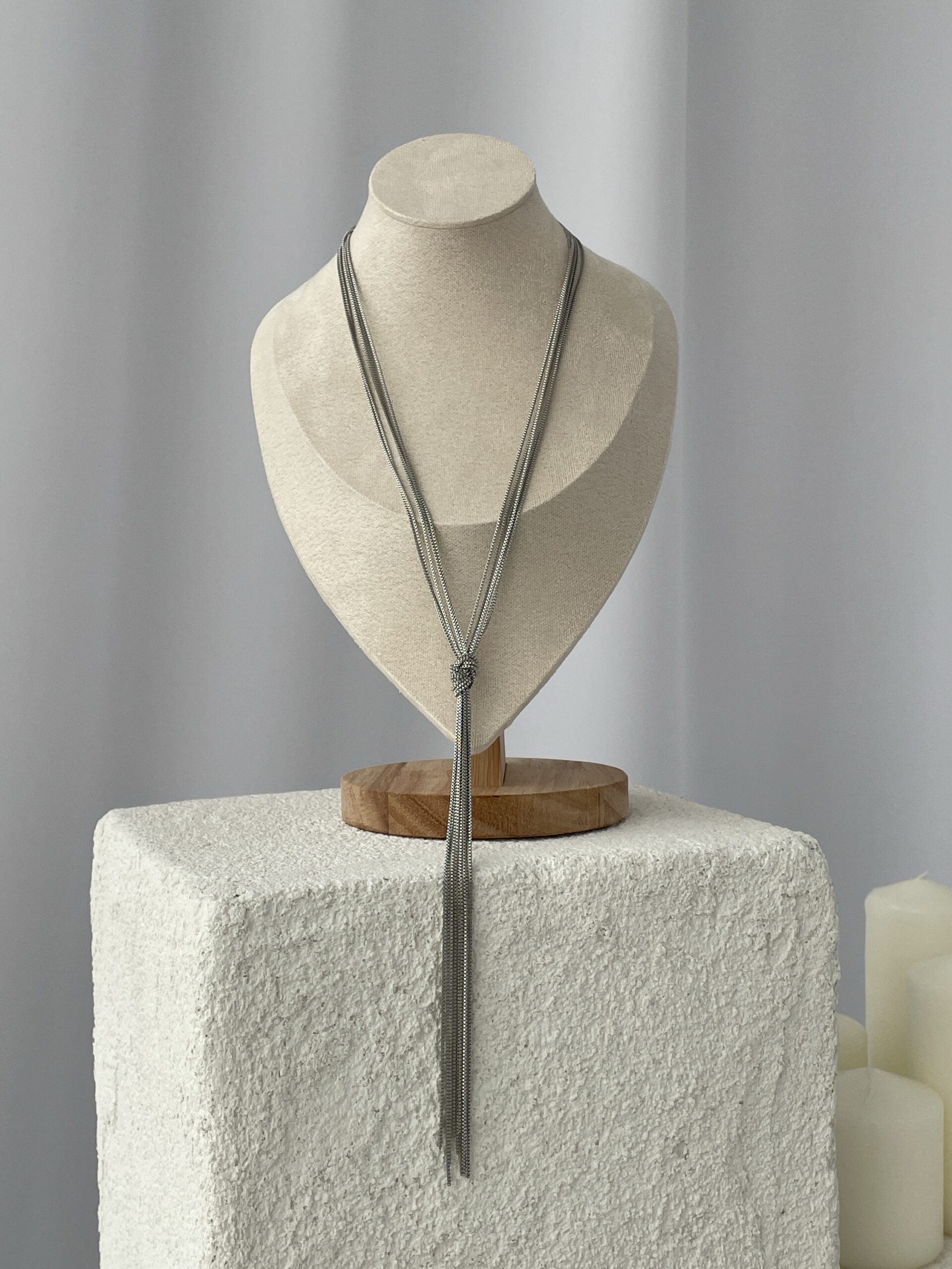 img_3281 Çelik Düğüm Tasarım Gümüş Çoklu Zincir Kolye