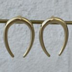Çelik Oval Tasarım Gold U Küpe
