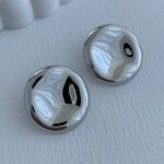 Özel Seri Vintage Soyut Tasarım Yuvarlak Gümüş Küpe