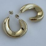 Çelik Vintage Tasarım Oval Gold Küpe