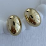 Çelik Oval Vintage Tasarım Gold Küpe