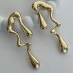 Özel Seri Damla Tasarım Büyük Gold Küpe