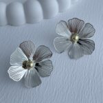 Özel Seri Gold & Gümüş Tel Çiçek Küpe 3cm